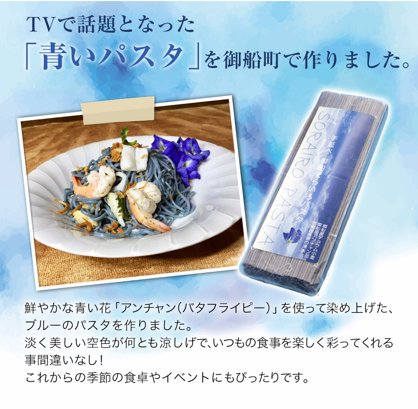 御船町 福永幸山堂のそらいろパスタ 2個入り《30日以内に出荷予定(土日祝除く)》熊本県 御船町 福永幸山堂 パスタ 青いパスタ