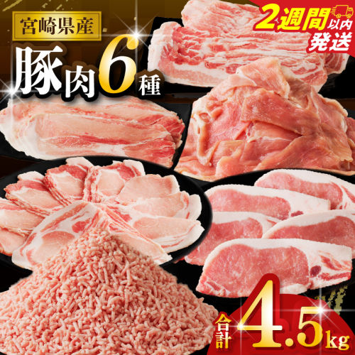 【2週間以内発送】≪宮崎県産≫豚肉6種＼てげスゲーセット／合計4.5kg 肉 豚 豚肉 おかず 国産_T009-032-2W