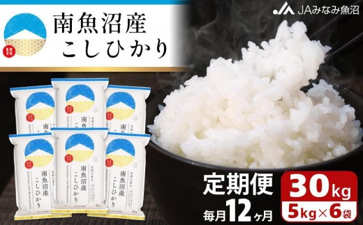 
                  【JAみなみ魚沼定期便】南魚沼産こしひかり（30kg×全12回）精米 精米HACCP認定工場 特A獲得日本一産地 JAみなみ魚沼一番人気 高品質精米 雪国の恵み もっちり甘い 南魚沼産コシヒカリ≪定期便 コシヒカリ こしひかり 精米≫
                