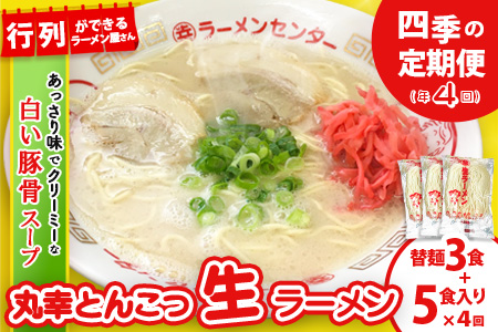 【年4回 四季の定期便】丸幸ラーメン(とんこつ生) 5食＋替麺3食のセット【ラーメン 生ラーメン とんこつ 豚骨スープ 九州とんこつ 替麺 替え玉 おかわり あっさり 行列】E-A015302