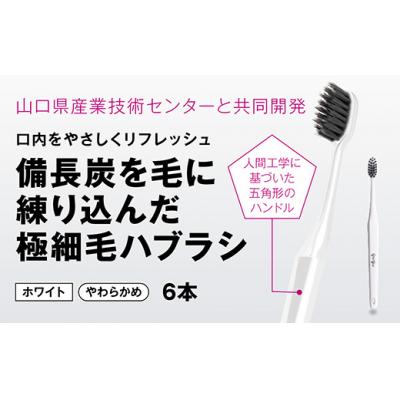 ふるさと納税 山口市 guguペンタゴン備長炭極細毛ハブラシホワイト6本セット　E032