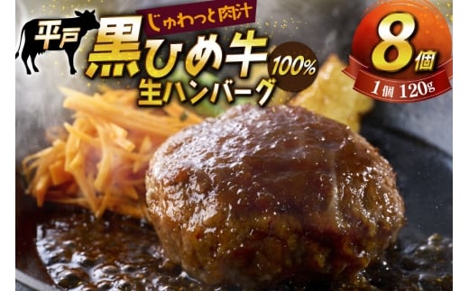 ハンバーグ 牛 100% 冷凍 平戸黒ひめ牛 120g 8個 [畑原畜産 長崎県 平戸市 hr42bgy400220] 100 生 生ハンバーグ