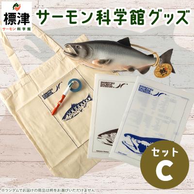 ふるさと納税 標津町 標津サーモン科学館グッズセットC　鮭ポーチ エコバッグ ボールペン マスキングテープ ファイル
