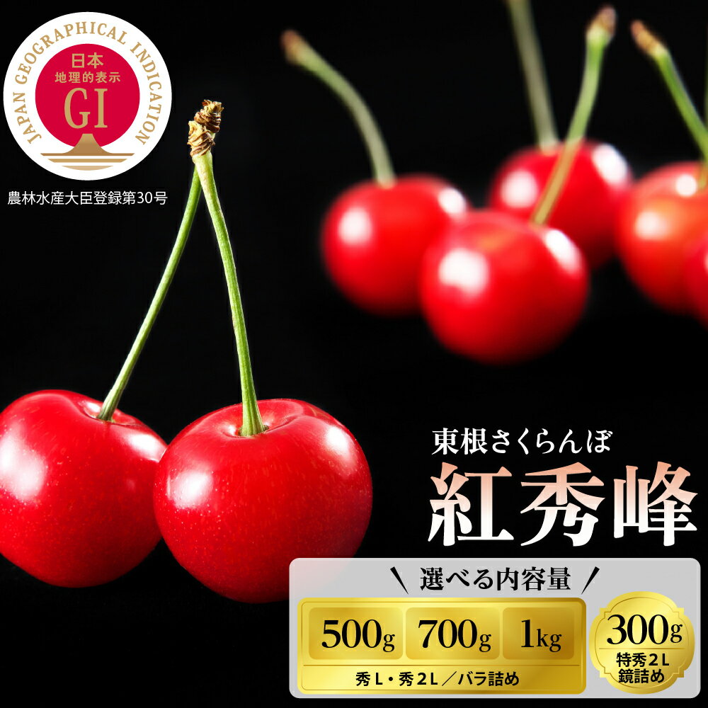 【ふるさと納税】2026年 GI 東根 さくらんぼ「紅秀峰」 ( 選べる内容量 : 鏡詰め : 300g / バラ詰め : 500g 700g 1kg )/ サクランボ フルーツ 果物 期間限定 冷蔵配送 先行予約 箱入り 特産 産地 直送 送料無料 東北 山形 東根市【2026/6/10～順次出荷予定】