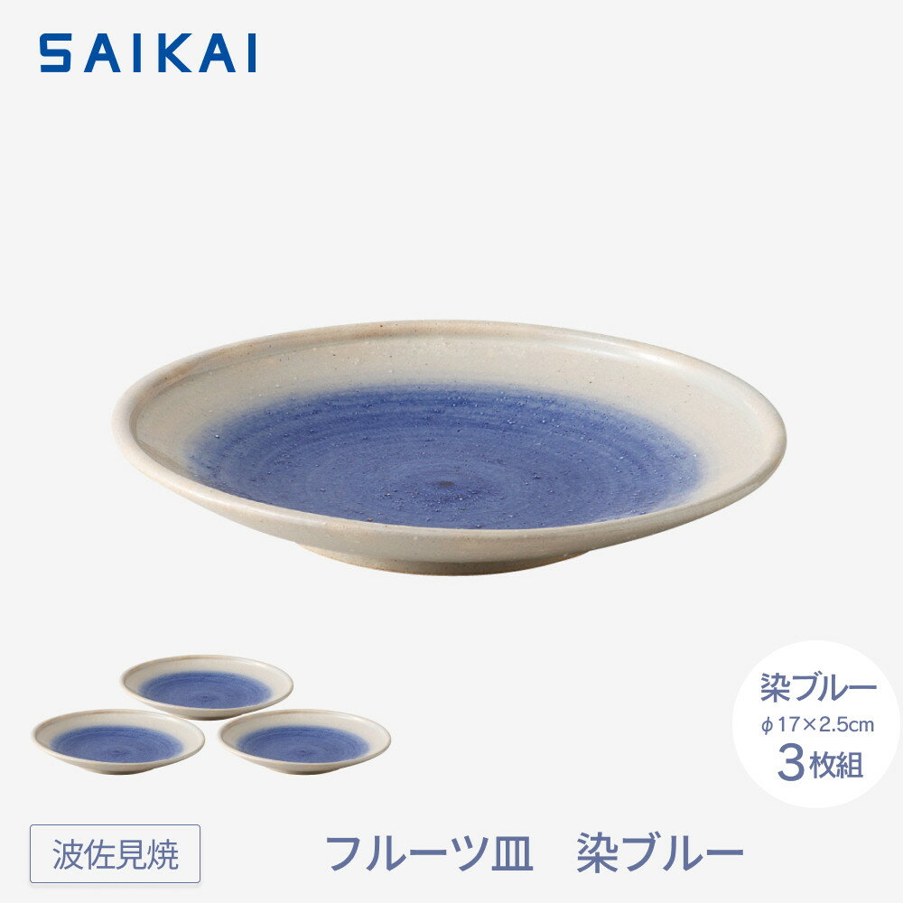 【ふるさと納税】【波佐見焼】φ17×2.5cmフルーツ皿3枚組　染ブルー 【西海陶器】 3　19985 | ギフト 陶器 touki おしゃれ 伝統 人気 おススメ 長崎県 長崎 九州 楽天ふるさと 納税 故郷納税 返礼品 支援 波佐見焼き はさみやき はさみ焼き 陶磁器 雑貨 焼き物 ボウル