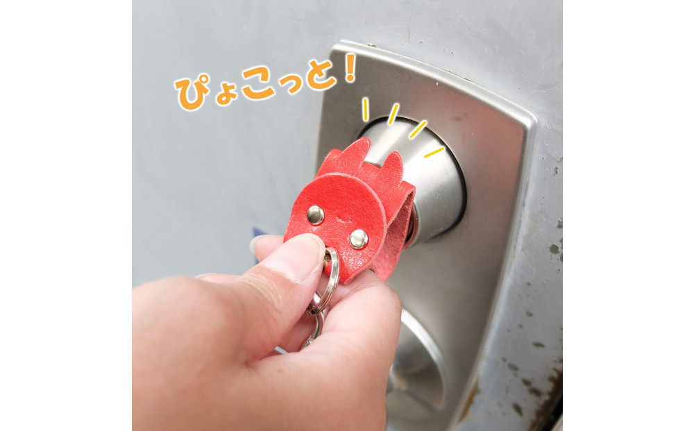 KUROKAWAカギ守猫ミニ miniキーカバー本革リング付きカラフル【ブラック】
