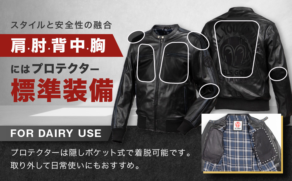 SP忠男レザージャケット＜ネイビー Lサイズ＞｜京都 バイクギア 人気ブランド バイク [SPJ-6]［ レザージャケット 革ジャン ジャケット 革 レザー ヴィンテージ ツーリング ライダー バイカ