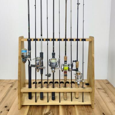 ふるさと納税 横手市 ロッドスタンド両面19本掛け+リールスタンド両面Lサイズ /本体:ライトブラウン　フェルト:ブラック |  | 02