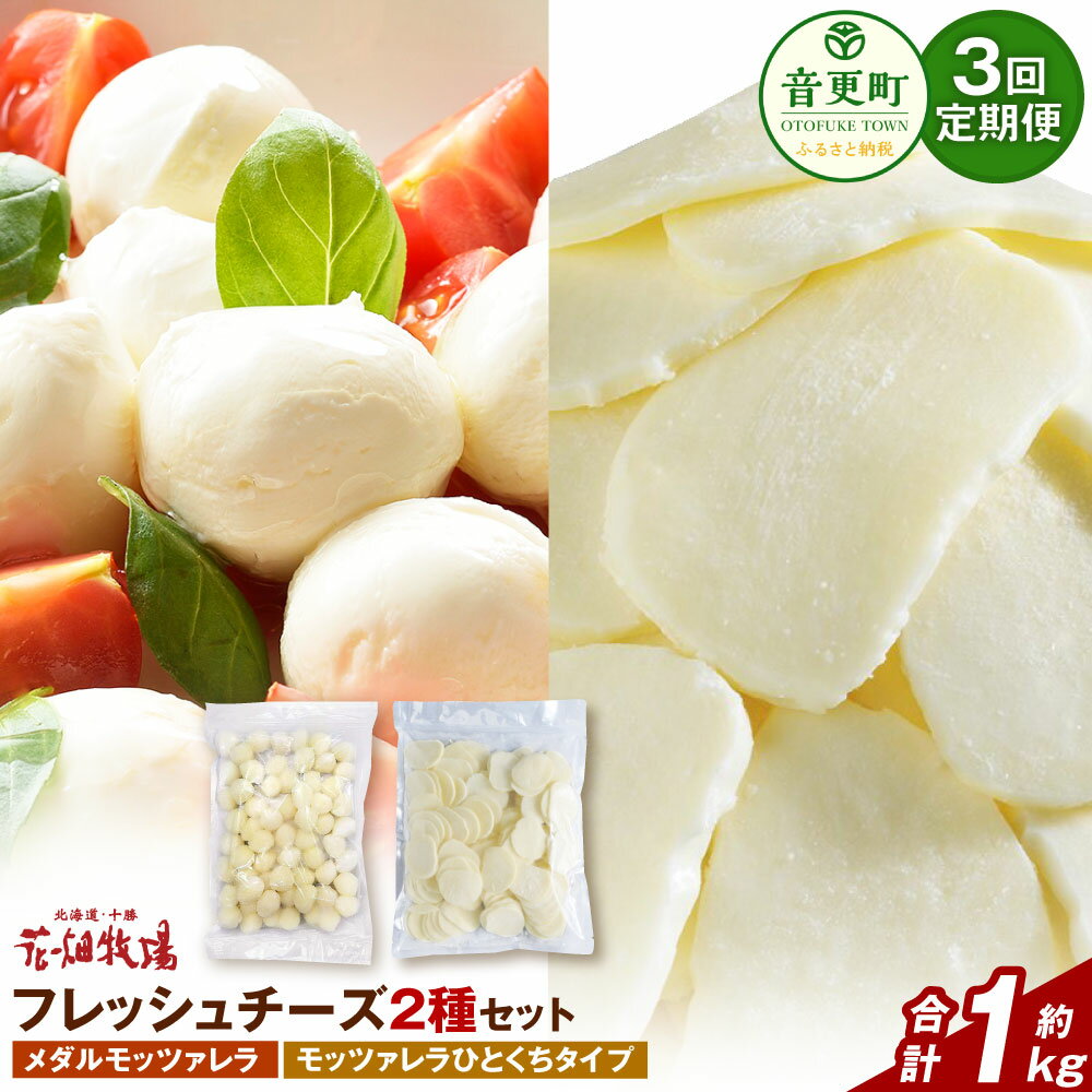【ふるさと納税】【3回定期便】花畑牧場 フレッシュチーズ2種セット（メダルモッツァレラ 約500g＋モッツァレラひとくちタイプ 約500g）【D51】モッツァレラチーズ チーズ モッツァレラ 生乳100% 乳製品 ピザ パスタ サラダ おつまみ 晩酌 十勝 冷凍 北海道 音更町 送料無料