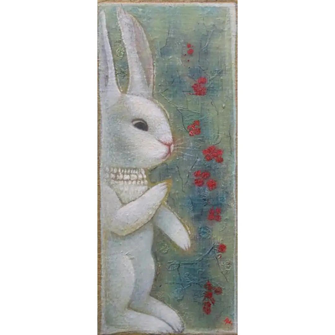 うさぎ・ラズベリー 絵画 アート インテリア 一点物