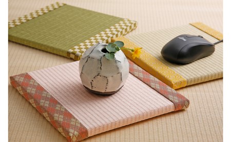 ひょうごの匠がつくる畳インテリア 正方形畳3個セット 民芸品 工芸品 ファッション たたみ  薄桜色