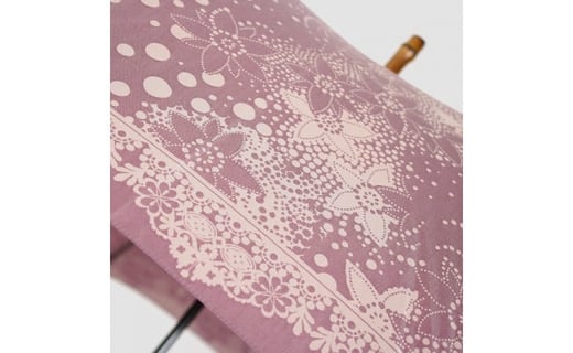 【槙田商店】晴雨兼用長傘　Kirie　ドットとフラワー柄　アメジスト 傘 かさ 雨具 高級 晴雨 兼用 UV 日焼け ギフト ファッション  日傘 プレゼント 化粧箱 老舗