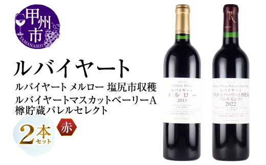 丸藤葡萄酒 ルバイヤートワイン【ルバイヤート メルロー 塩尻市収穫・ルバイヤート マスカットベーリーA樽貯蔵バレルセレクト】2本セット（MG）C9-652【ワイン 赤ワイン Wine わいん 甲州市 山梨県】