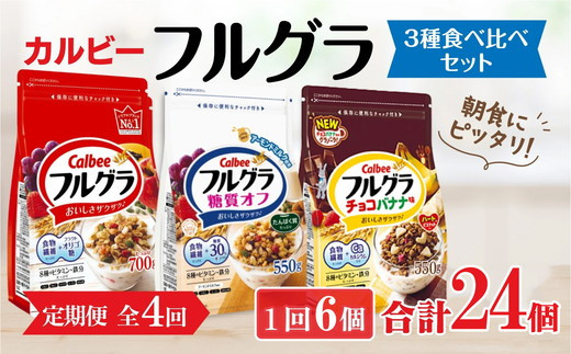 
            【定期便4回】 ＜毎月発送＞ カルビー　フルグラ3種(フルグラ・糖質オフ・チョコバナナ味)6個セット 全4回
          