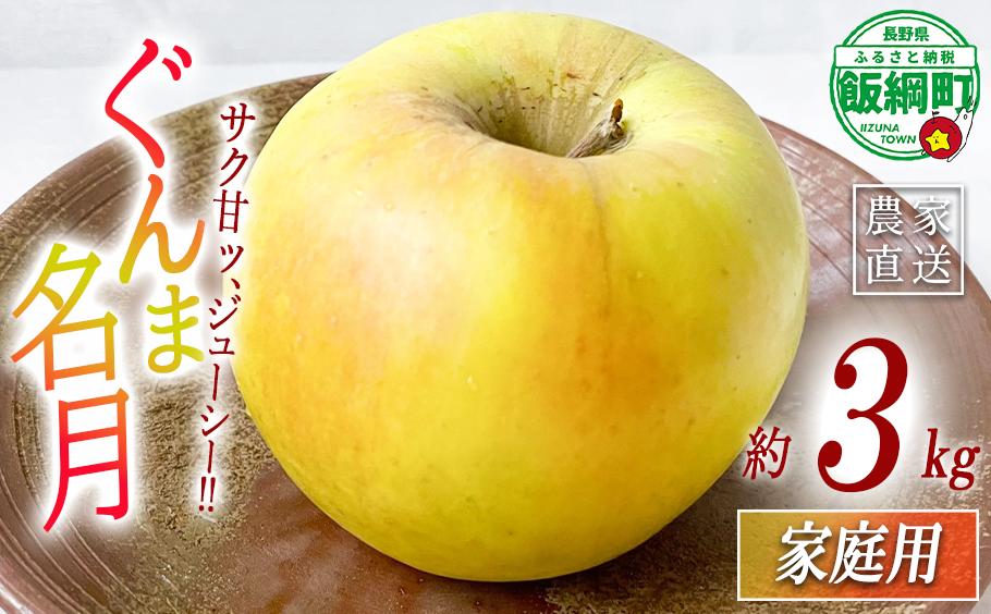 
                  りんご 名月 ぐんま名月 家庭用 3kg ヤマウラ農園 沖縄県への配送不可 2026年11月中旬頃から2026年11月下旬頃まで順次発送予定 令和8年度収穫分 信州 果物 フルーツ リンゴ 林檎 長野 予約 農家直送 長野県 飯綱町 [2097]
                