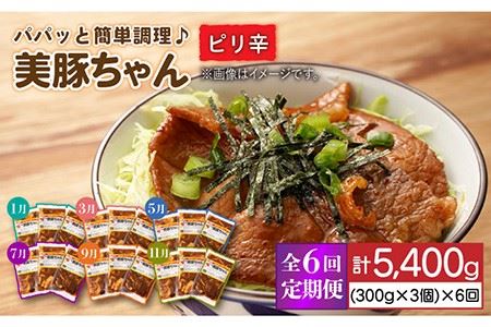 【全6回定期便】 美豚ちゃん ピリ辛 300g×3個セット 豚丼 どんぶり 冷凍 レトルト 【長崎フードサービス】 [PEL008]