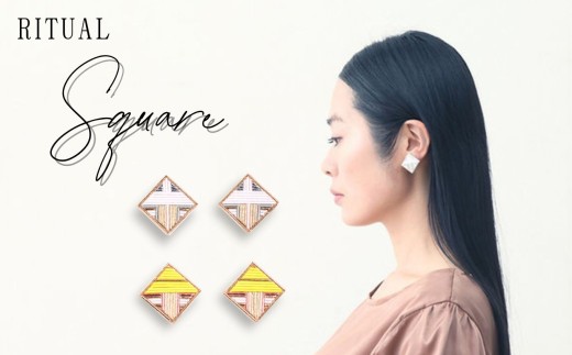 水引 イヤリング  Square【ホワイト】 | 水引 伝統 受注生産 ピアス イヤリング ギフト 贈り物 長野県 飯田市
