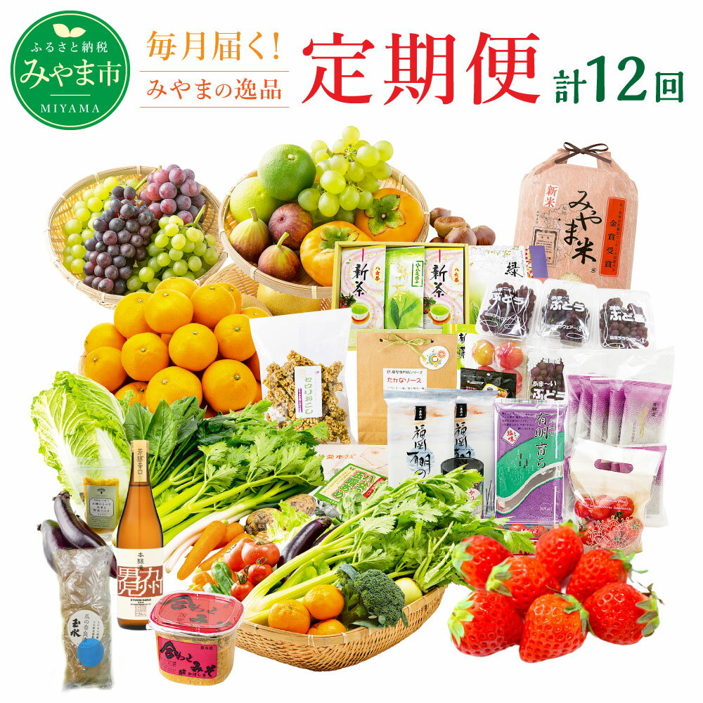 【ふるさと納税】E1 【12ヶ月定期便】毎月届くみやまの逸品 計12回 フルーツ 野菜 あまおう トマト 海苔 セット 詰め合わせ 定期便 送料無料