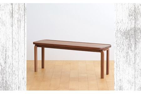 No.658-09 府中市の家具　COCCO Bench　ウォールナット　生地：スカイブルー