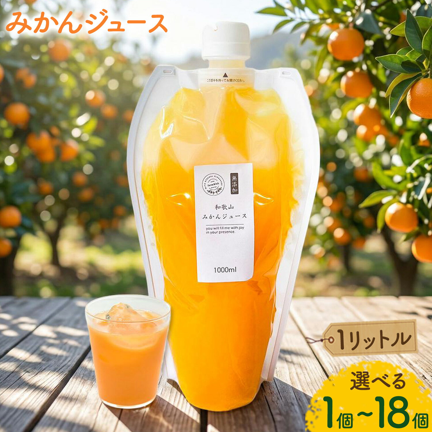 【ふるさと納税】 夏にゴクゴク！家族に嬉しい大容量！ みかんジュース 1L 選べる個数 1個 3個 5個 6個 18個 Farm＆lab 《30日以内に出荷予定(土日祝除く)》和歌山県 日高町 みかん 柑橘 果物 ジュース オレンジジュース 無添加 国産 100% 飲料 夏ギフト