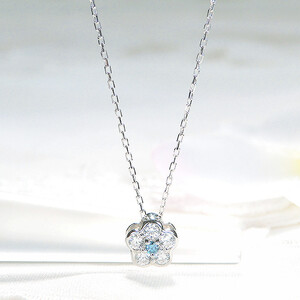6-7 ネックレス PT900 プラチナ ダイヤモンド ブルーダイヤ 0.26ct フラワーモチーフ リバーシブル ペンダント 伏せ込み 裏 ダイヤ【f171-pt-2】 ALPAZ004
