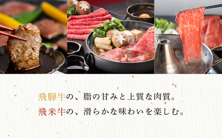 飛騨牛×飛米牛 全6回のブランド牛定期便 焼肉 すき焼き しゃぶしゃぶ 国産 ブランド牛 食べ比べ セット 牛肉 肉 和牛 すきやき お楽しみ 6回 毎月 冷凍でお届け 飛騨市 [Q2856]