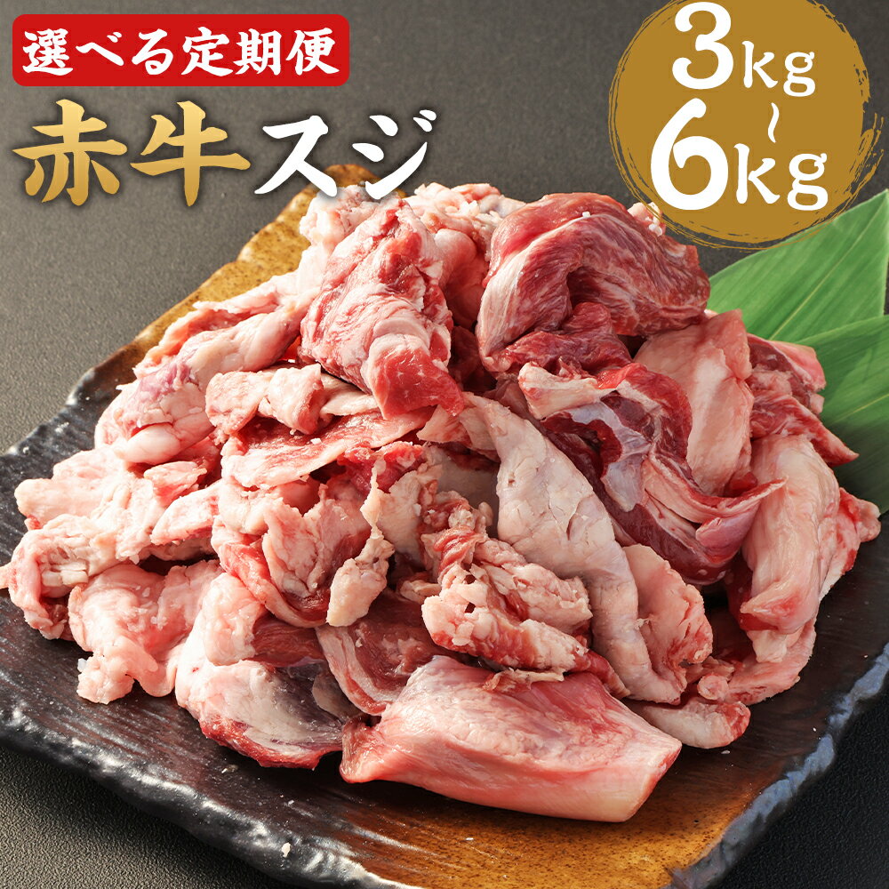 【ふるさと納税】【選べる定期便】赤牛スジ 1kg 3ヶ月定期便/6ヶ月定期便 牛肉 和牛 カット済み 牛筋 牛すじ 熊本県産 九州産 国産 冷凍 送料無料