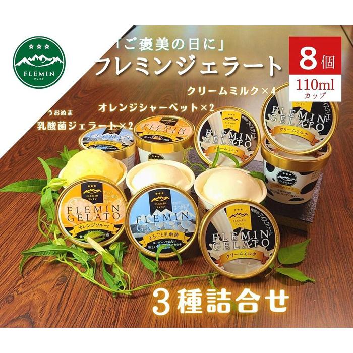 【ふるさと納税】アイス ジェラート セット 8個 ( 110ml × 3種 ミルク 乳酸菌ジェラート オレンジ ) フレミン | お菓子 菓子 おかし スイーツ デザート 食品 人気 おすすめ 送料無料