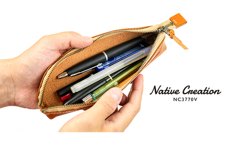Native Creation 本革ペンケース NC3770V 全7色 栃木レザー【納期1～3カ月】 雑貨 日用品 文房具 筆記用具 筆箱 柔らかい ファスナー デザイン スリム 最適 シンプル  B