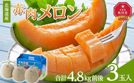 【先行予約】北海道産赤肉メロン　3玉入り　合計4.8kg前後（2025年7月下旬～発送予定） | メロン　メロン　メロン　メロン　メロン _01588