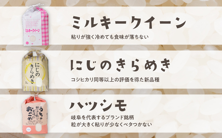 【 令和7年産 】6品種 食べ比べ定期便 5kg ×6回 6か月 計 30kg 米 こめ ごはん 白米 岐阜県産 本巣市 お米 精米 おにぎり 弁当 やわらかい もちもち 旨味 甘い 和食 寿司 アグ