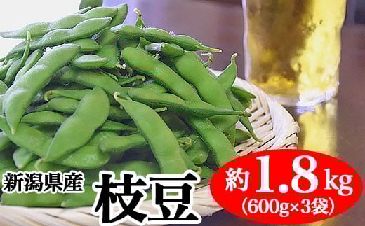 
            新潟県産 枝豆 約1.8kg（600g×3袋）【丸茂農園】
          