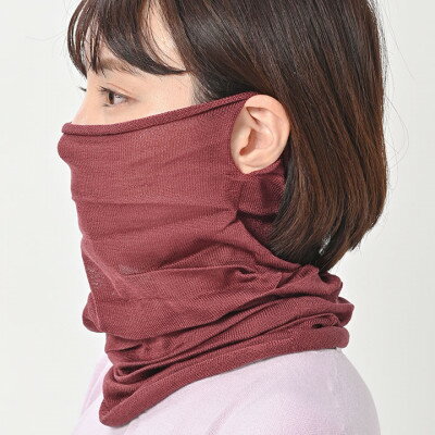 【ふるさと納税】日本製 シルク100% スヌード 筒形 耳穴4穴 ネックウォーマー (ワイン) (741-7589)【1630371】