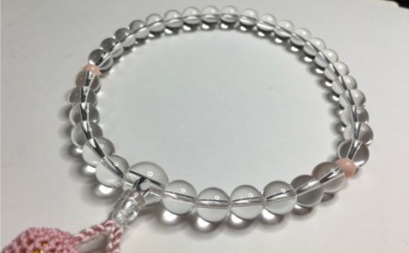 水晶とピンク珊瑚の数珠 _【さんご サンゴ 珊瑚 数珠 念珠 】kn017