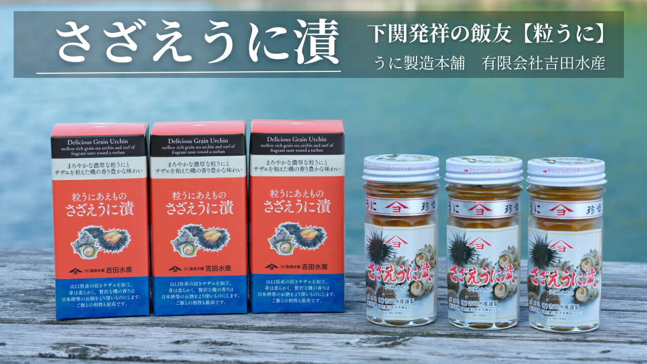 【ふるさと納税】 粒 うに さざえ うに漬 55g 3本 セット 常温 ギフト 贈答品 下関市 山口