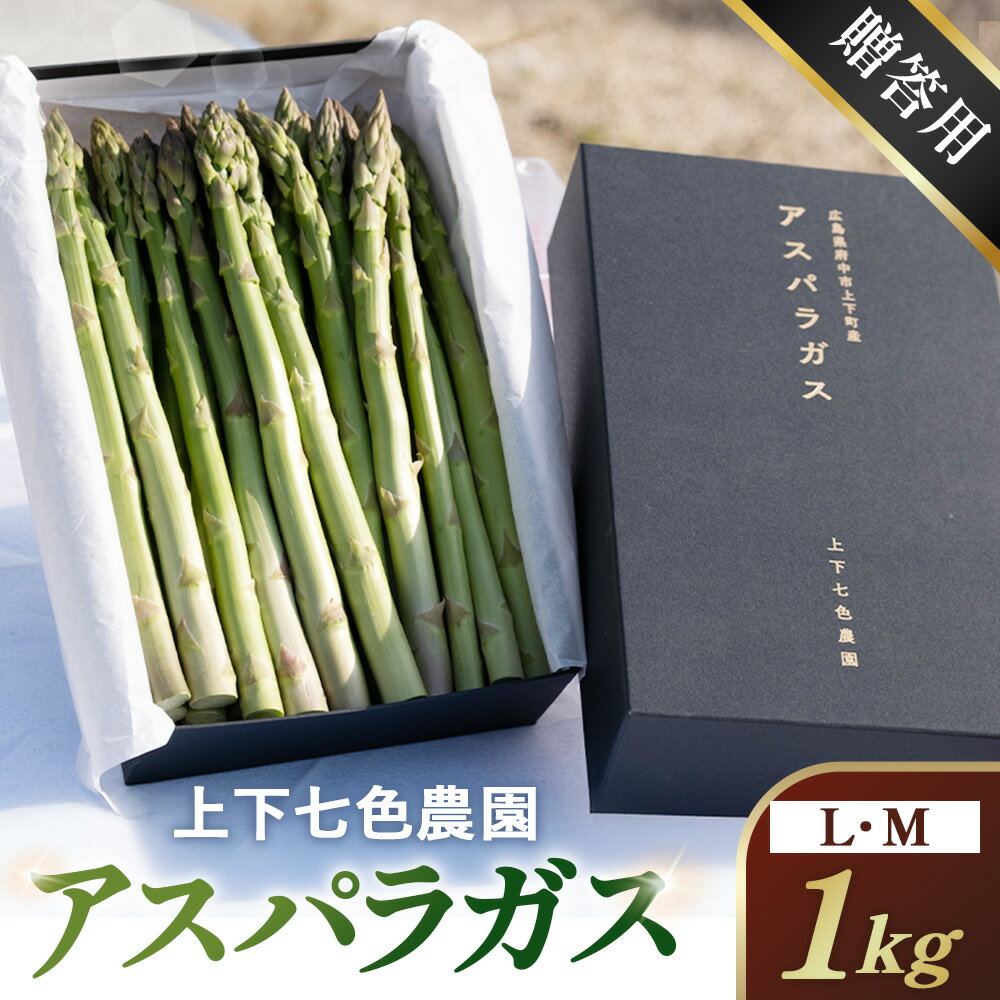【ふるさと納税】上下七色農園贈答用アスパラガス　L・Mサイズ　貼箱（1kg）［No.1094］／ 物 アスパラ プレゼント お中元 送りもの 野菜 送料無料 広島県