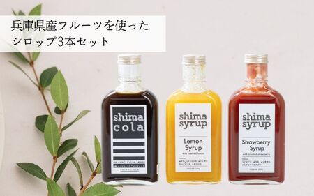 兵庫県産フルーツを使ったシロップ3本セット