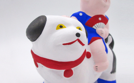 M-AE10.【長谷寺詣で人気の土産品】出雲人形　犬乗り子ども