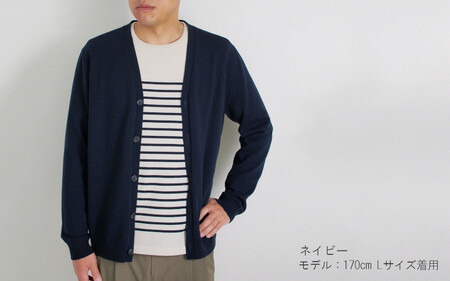 カシミヤニット Vネックカーディガン ( ネイビー・M ) メンズ