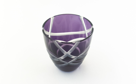 浅草切子 KANA KURITA「ぐい呑み 結 青紫」木箱入り