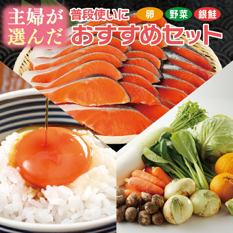 【ふるさと納税】主婦が選んだ 普段使い おすすめ セット 銀鮭 切り身 2kg たまご Mサイズ 計30個 旬野菜 7種以上【別送】甘塩銀鮭 ミネラル豊富 ムニエル 鶏卵 泉州野菜 産地直送 果物 加工品 食品 おかず お弁当 お取り寄せ お試し 大阪府 泉佐野市 送料無料