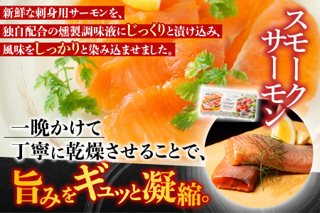 [12月14日決済分まで年内配送]スモークサーモン4～6P(計800g)＆とろサーモンハラミ6～10枚(計2kg) B-09100
