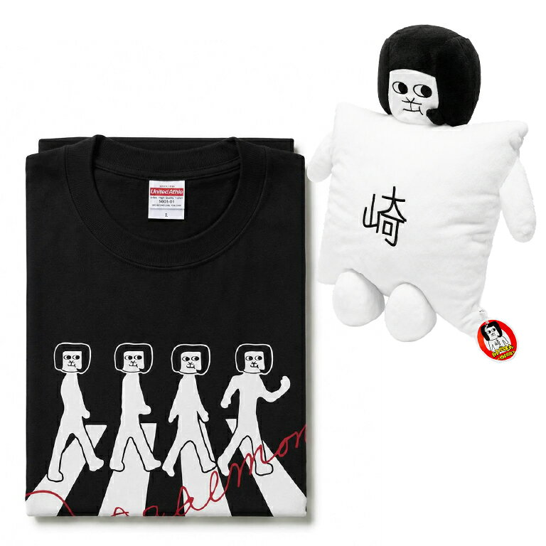 【ふるさと納税】 オカザえもん Tシャツ クッション 公認スマイル セット L 黒 [妙華園 愛知県 岡崎市 ok23bzx500010] おかざえもん ご当地キャラ ゆるキャラ ご当地グッズ キャラクターグッズ