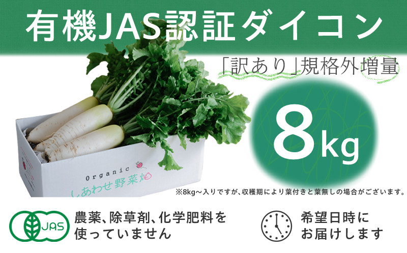 
            ＜フードロス対応・規格外＞　有機大根　訳あり　有機JAS　冬季限定(12～3月発送)【1568591】
          