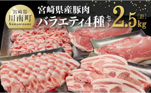 豚肉 宮崎県産豚肉バラエティ4種セット2.5kg【とんかつ しゃぶしゃぶ 切り落とし】 [G7523]