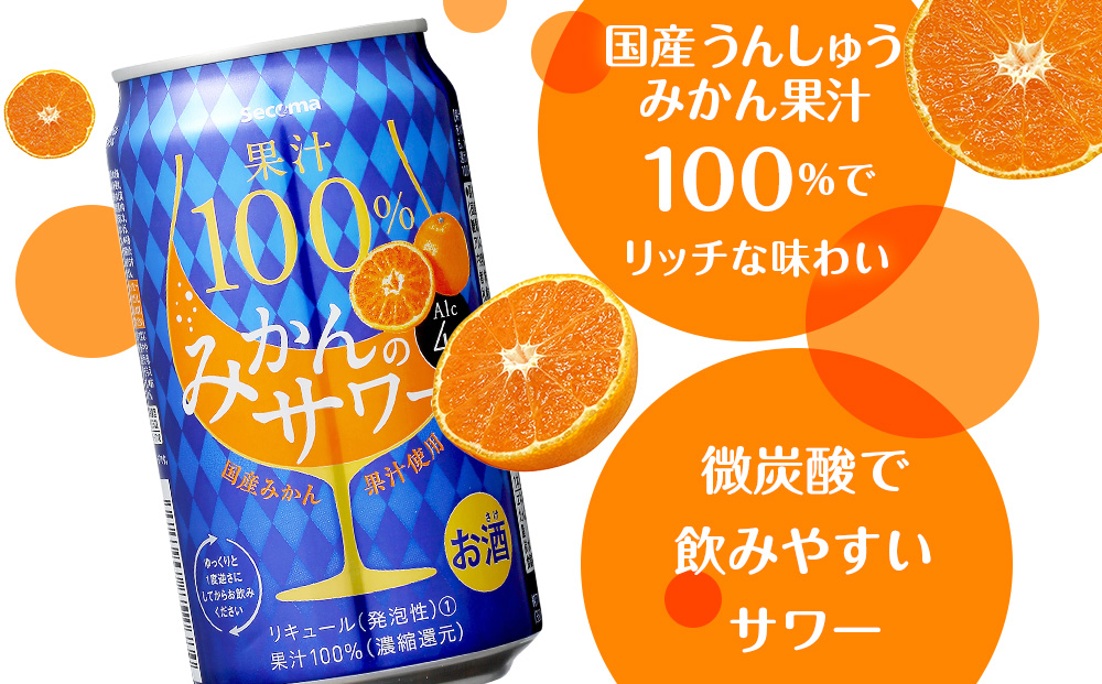 セコマ 果汁100%みかんのサワー 350ml 24本入 サワー 酒 セイコーマート セコマ Secoma 千歳