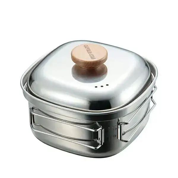 [キャプテンスタッグ] 角型ラーメンクッカー キャンプ アウトドア用品 ステンレス