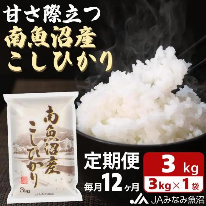 【JAみなみ魚沼定期便】南魚沼産こしひかり （3kg×全12回）精米HACCP認定工場 特A獲得｜こしひかり