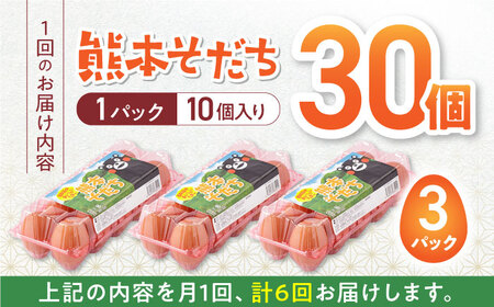 【全6回定期便】熊本そだち おいしいたまご 30個入り ( 10個入り × 3パック ) 山都町卵 熊本県産卵 卵 新鮮卵 高品質卵 卵 小分け卵 卵焼き パック卵 高評価卵 美味しい卵 笑顔の卵 卵