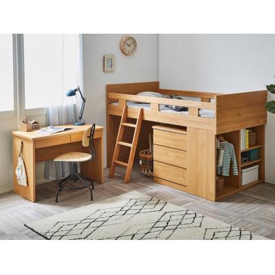 ふるさと納税 大川市 大川家具　システムベッド　マッシュ　ナチュラル(ベッド、デスク、チェスト、シェルフ)